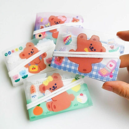 Fold Pockets 8pcs/Set Bear Household Storage Bag Cartoon Coin Purse Mask Storage