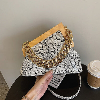 Triangle Synthetic Leather Crossbody Bag Handbag Thick Chain Purse 22*26*10 CM