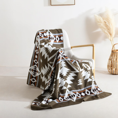 Aztec Patterned Wool Blanket Soft Warm Thick Camping Tribal Throw Outdoor Sofa