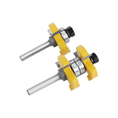 2pcs Tongue and Groove Router Bits equipped with an adjustable tongue cutter