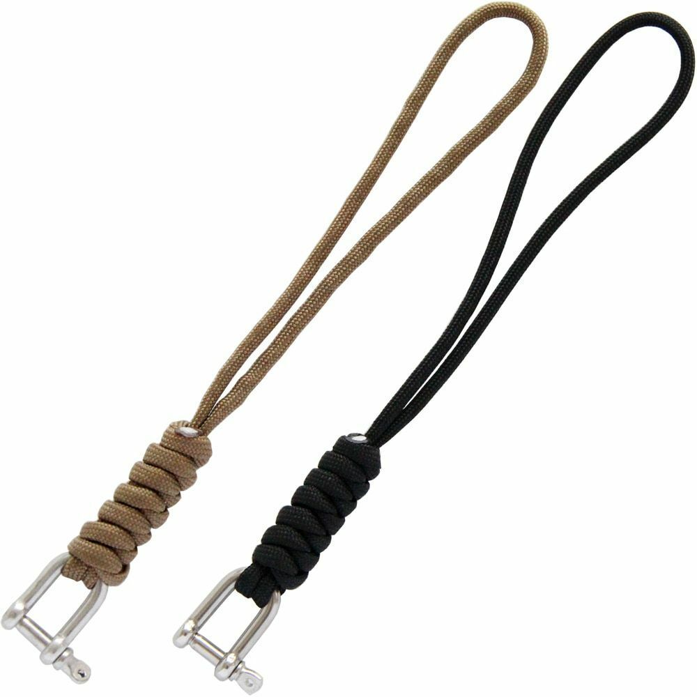 2PCS Handmade Knife Gear Braided Stainless Steel Shackle Keychain Parachute Cord