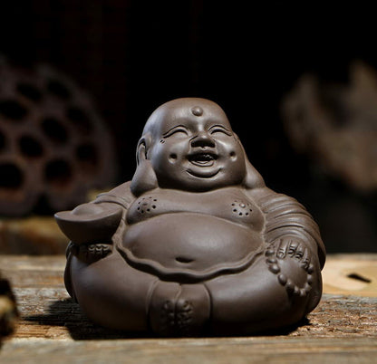 8.5cm Handmade Kungfu Tea Set Chinese Purple Clay Maitreya Tea Pet Accessories