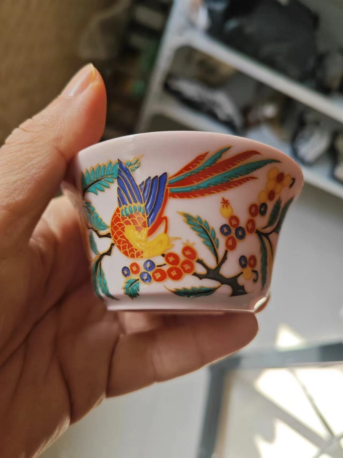 chinese jingdezhen porcelain doucai tea cup :phoenix