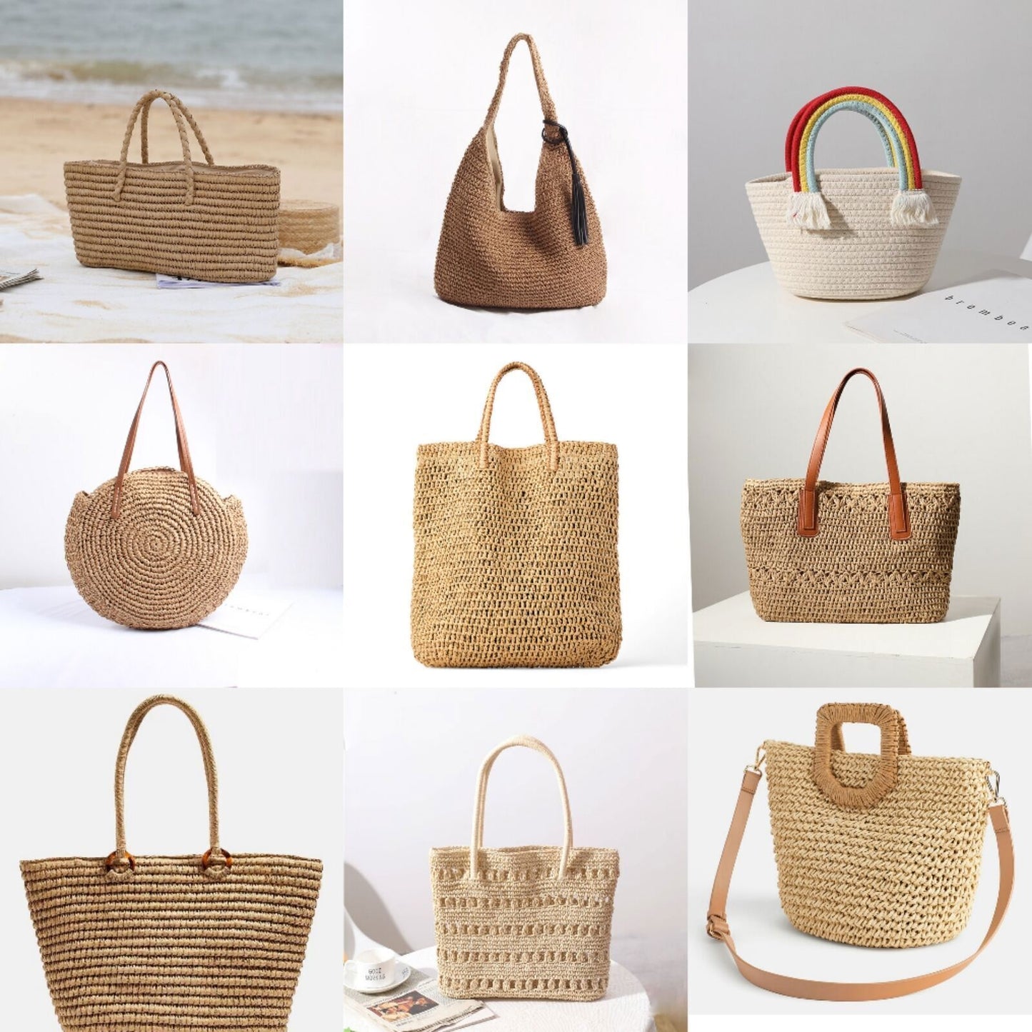 Straw Bag for Womens Summer Beach Bag Woven Tote Bag Large Rattan Shoulder Bag