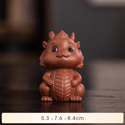 Chinese Mythical Purple Sands Tea Pet 8.4cm Kungfu Tea Table Decoration Tea Play