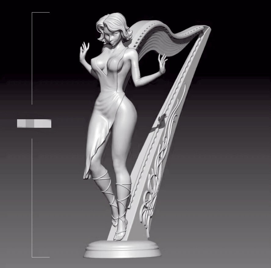1/24 resin figure model Fantasy Harp Girl 3D Printing unassembled unpainted