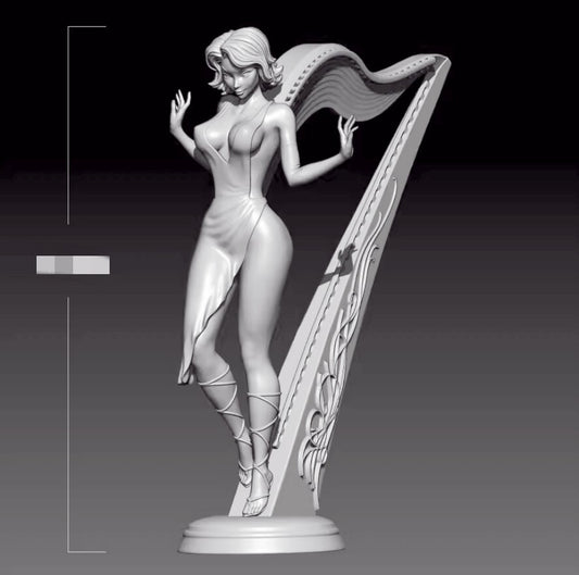 1/24 resin figure model Fantasy Harp Girl 3D Printing unassembled unpainted