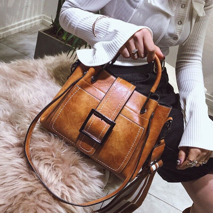 Women's Vintage Bagpack Tote PU Leather Shoulder Bags Crossbody Purse Satchel