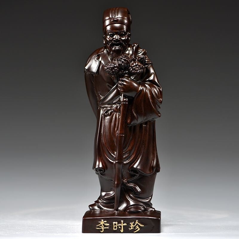 4 Pcs 8" Tall Ebony Wood Carved Statue Traditional Chinese Medicine Practitioner