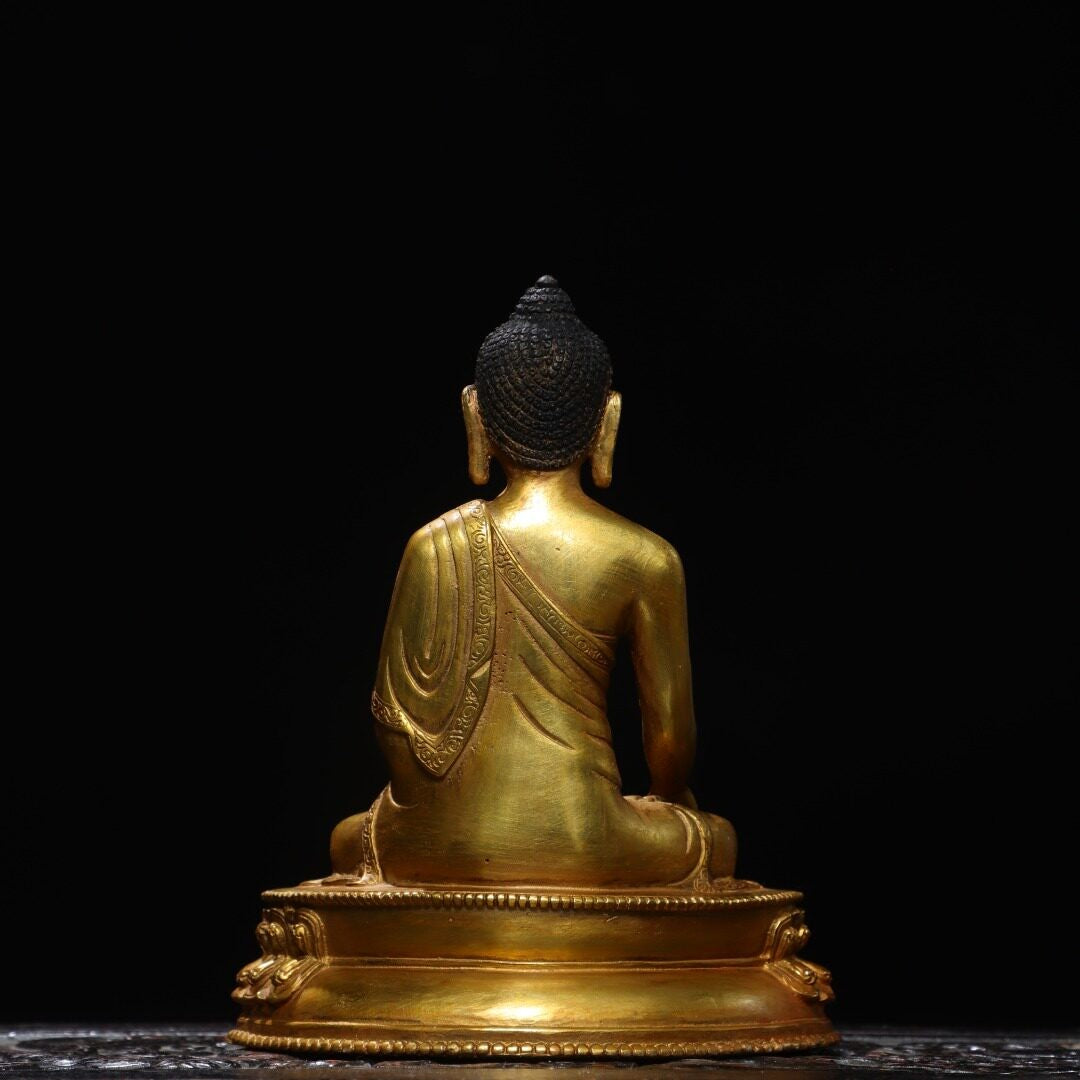 8" Tibetan Buddhism Bronze Gilt Menla Medicine Buddha Medical God Lotus Statue