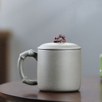 Original Ore Real Yixing Zisha Qingduan Clay Tea Cup With Handle Lid Handmade