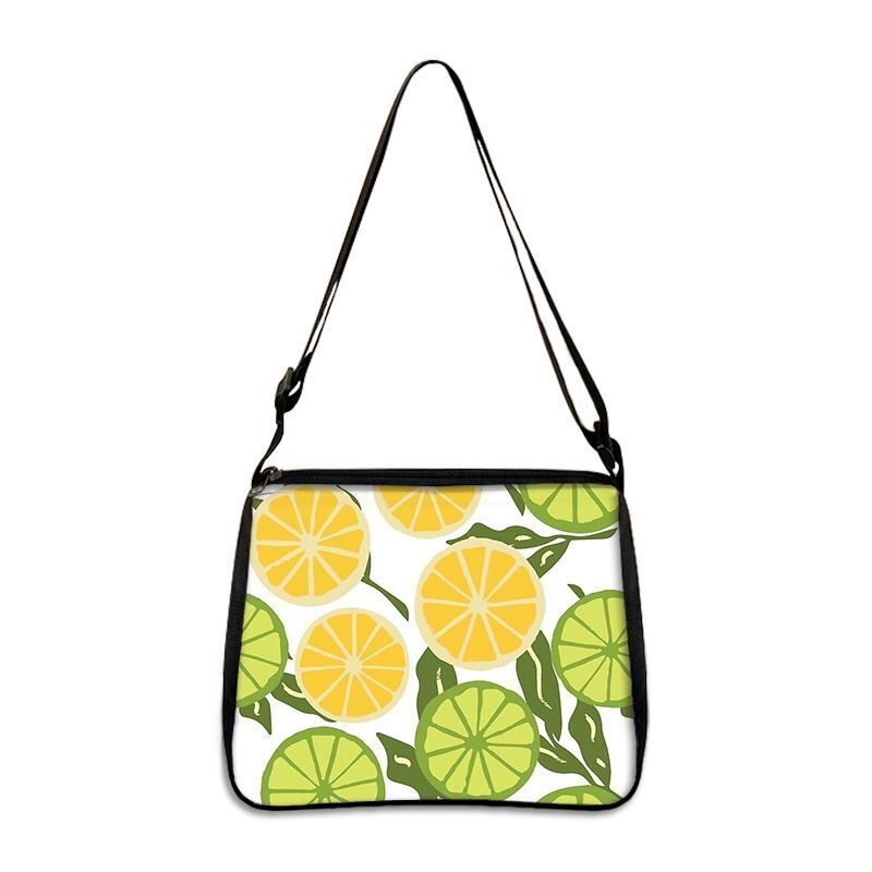 Cute Avocado Lemon Print Shoulder Bags Handbag Clutch Lipstick Purse Storage Bag