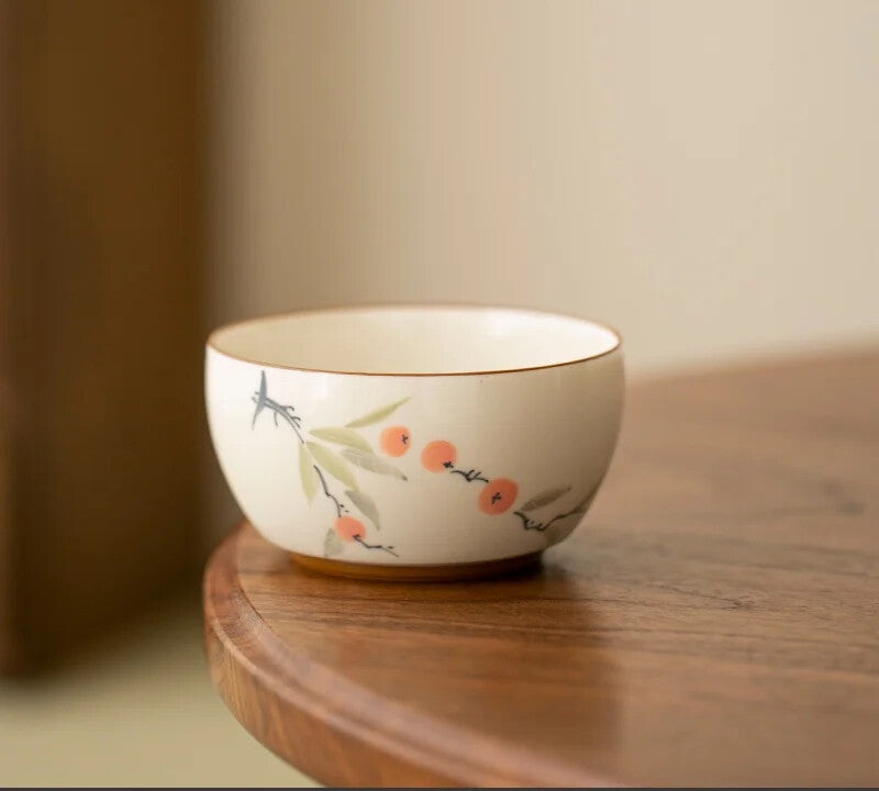 Hand-painted Bamboo PersimmonMaster Cup Household Tea Cup Handmade Tea Bowl