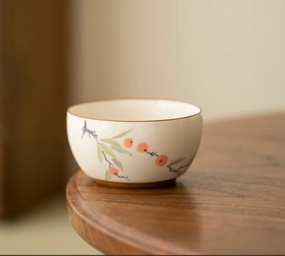 Hand-painted Bamboo PersimmonMaster Cup Household Tea Cup Handmade Tea Bowl
