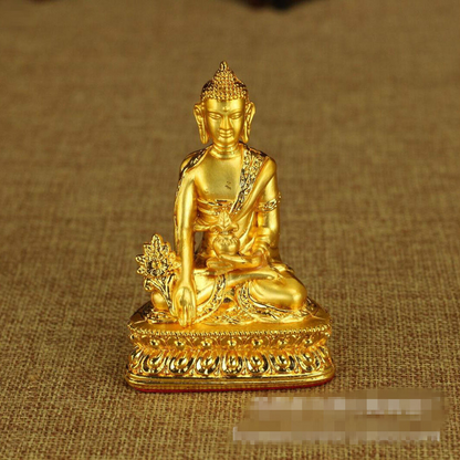 MEDICINE BUDDHA & GIFT BOX = HEALING! BLESSED TIBETAN BUDDHA GOLD GILT STATUE