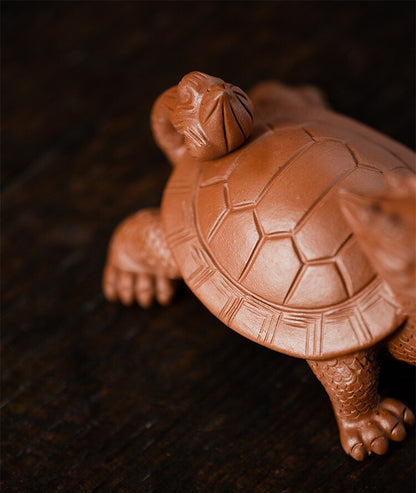 traditional craft handmade tea pet dragon turtle statue zisha purple clay animal