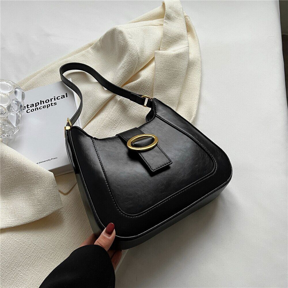 Moon Shoulder Bags Women PU Leather Crossbody Bag Work Ladies Handbags