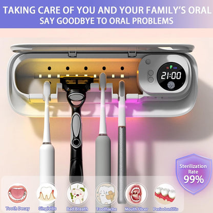 Toothbrush Holder for Bathroom, Smart Toothbrush Holder w/Cleaning/Drying/Timing