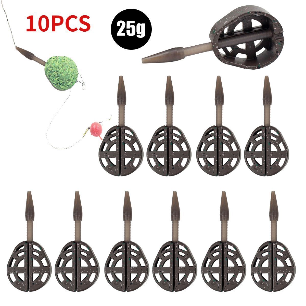 25/35g Inline Method Feeder Mold Bait Thrower Bait Plumb Set Zinc Alloy Carp Kit