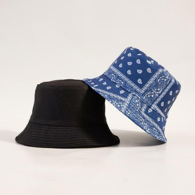Bandanna Paisley Bucket Hat Cap Double-sided Fisherman's Cap Men Women Cotton