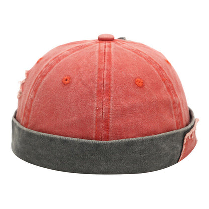 Mens Womens Retro Brimless Beanie Hat Sailor Docker Denim Skull Cap Adjustable