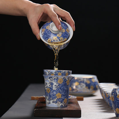Enamel Gaiwan Porcelain Cup Bowl Ceramic Tureen Chinese Tea Bowl With Lid Saucer