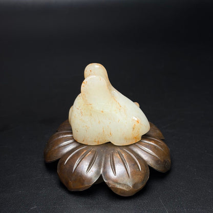 Certified Natural Hetian Jade Hand-carved Exquisite Rabbit Statues 31341