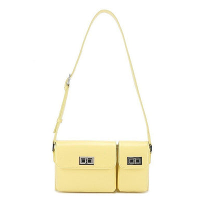 Genuine Cow Leather Pouch Underarm Square Bag Luxury Shoulder Purse 25*16*5 CM