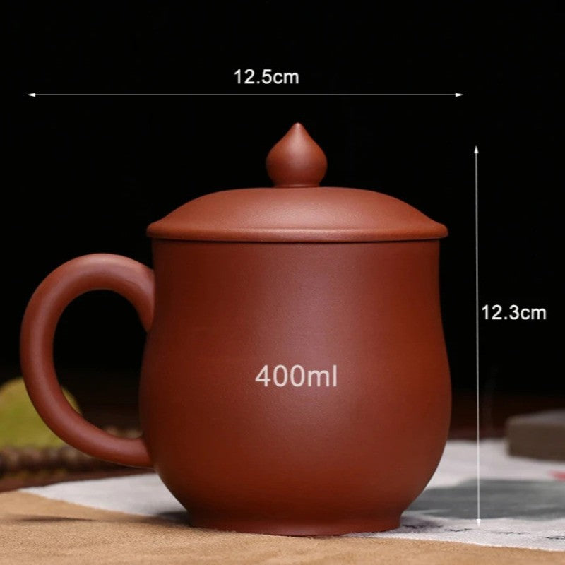 350ml Yixing Purple Clay Handmade Tea Cup with Cover Mug Kungfu Teaware