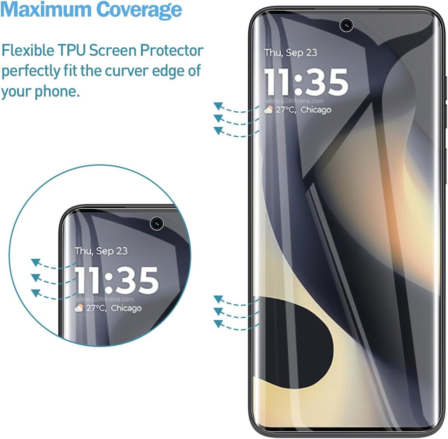 2 Pack Screen Protectors for Moto Edge 2024 TPU Soft Flexible[Not Glass]+2 Pack