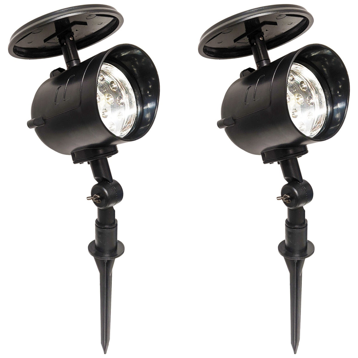2 Pack Solar Powered LED Spot Lights - Automatic On at Dusk and Off at Sunrise