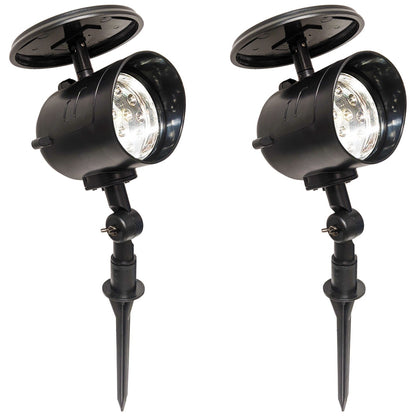 2 Pack Solar Powered LED Spot Lights - Automatic On at Dusk and Off at Sunrise