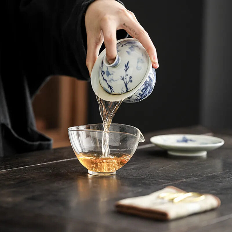 Chinese Tradition Ceramic Gaiwan Teacup Handmade Porcelain Hand-painted