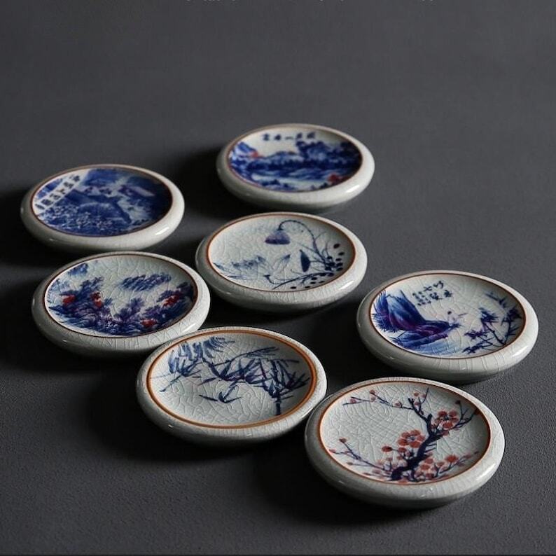 Classic Ceramic Tea Coasters|Ceramic Cup Holders|Tea Ceremony Accessories