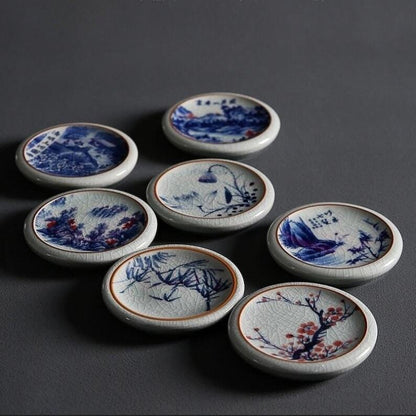 Classic Ceramic Tea Coasters|Ceramic Cup Holders|Tea Ceremony Accessories