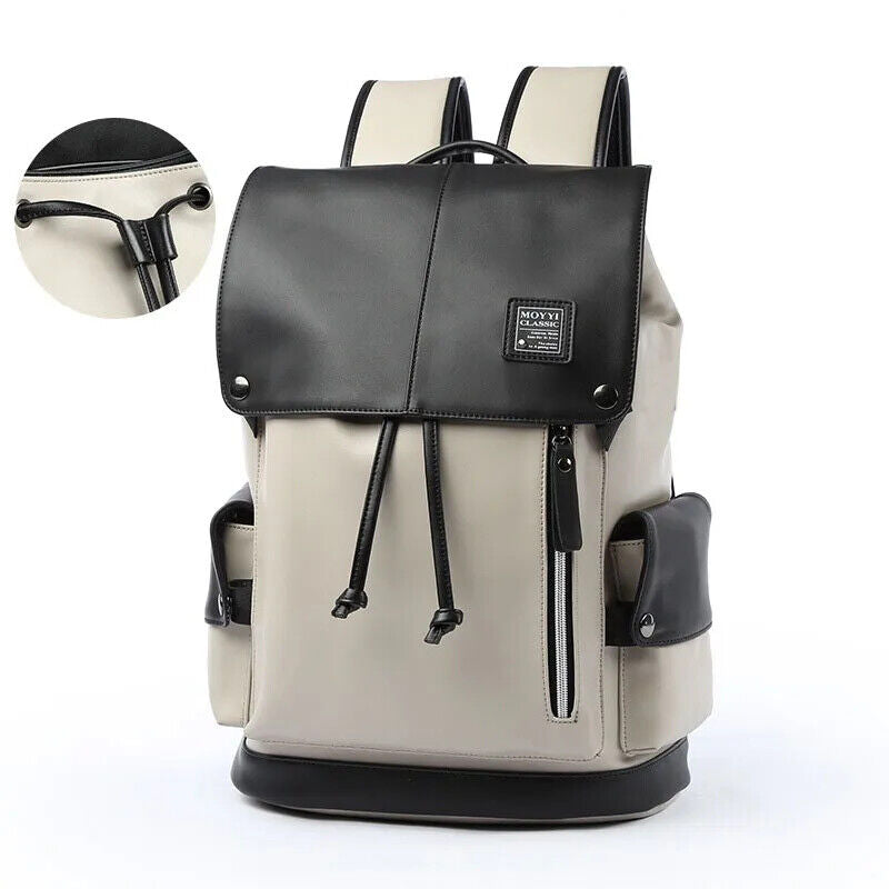 Man Backpack PU USB Laptop School Bag Travel Multi-color backpack Bag