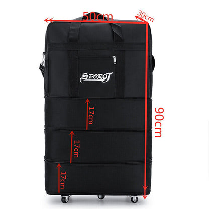 Large Capacity Foldable Luggage Trolley Bags Oxford Expendable Wheel Travel Bags