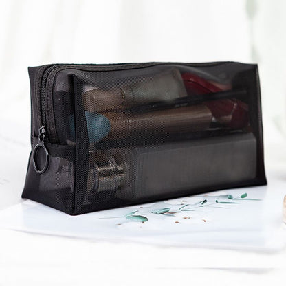 Black Transparent Mesh Cosmetic Makeup Bag Organizer Travel Storage Pouch Cases