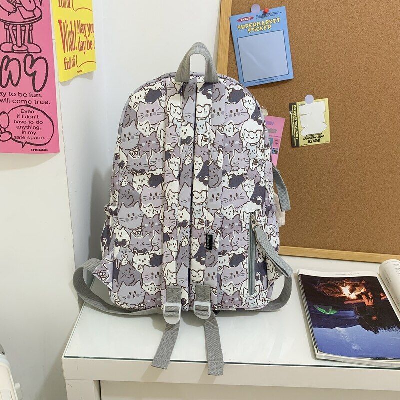 Cartoon Print Book Bag Fashion Women Cute Leisure School Bag Backpack 31*16*44CM