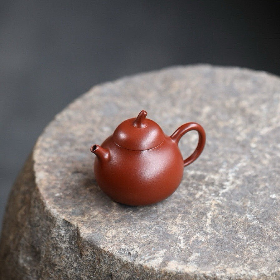 120cc Chinese Yixing Zisha Purple Clay ZhuNi Handmade Small Qiegua Teapot Pu'er
