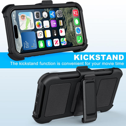 Belt Clip Holster Compatible with Iphone 16 Pro Max Defender Case with 360° Rota