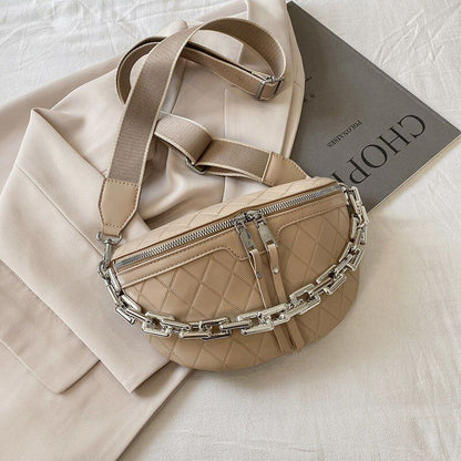 Thick Chain Waist Bag Women Leather Fanny Chest Bag Belt Shoulder Crossbody Bags