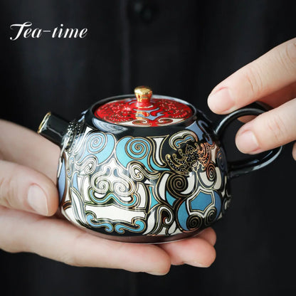 130ml Chinese Gluttonous Gold Silver Ceramic Teapot Creative Small Tea Pot