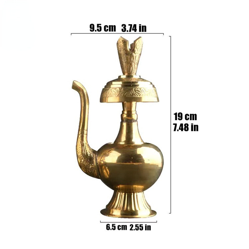 19cm New Copper Buddhism Water Purification Bottle Kettle Tribute Home Decor