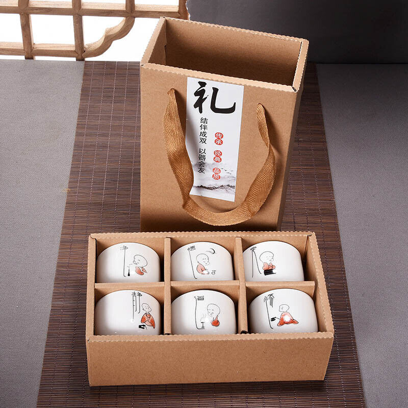 6Pcs Hand Painted Ceramic Kung Fu Tea Set Bowl Chinese Porcelain Creative Gifts