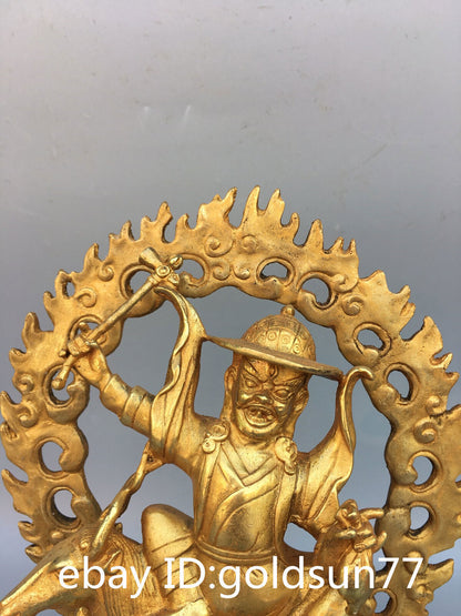 9.0“old Tibet Tibetan Buddhism Bronze Gilt Vajra Dharma Protection Buddha Statue