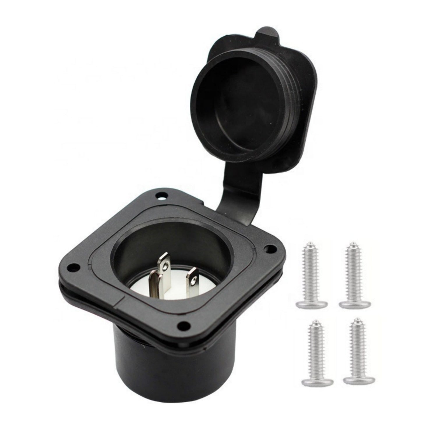 15A 125V RV Power Inlet Socket with Waterproof Cap for Camper Trailer Marine