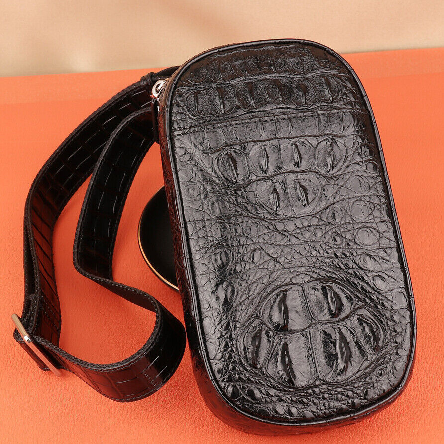 Handcrafted Siamese Crocodile Skin Leather Men's Luxury Small Crossbody Bag