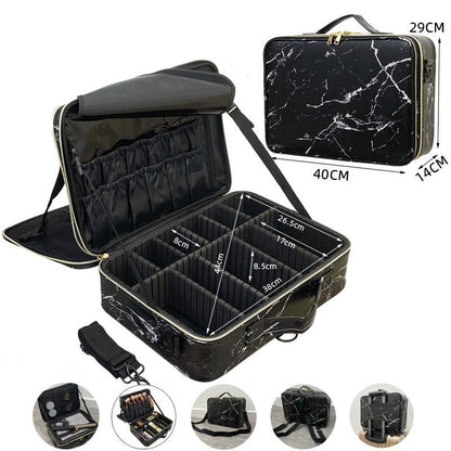 Make Up Case Professional Cosmetic Bag Synthetic Leather Makeup Purse Waterproof