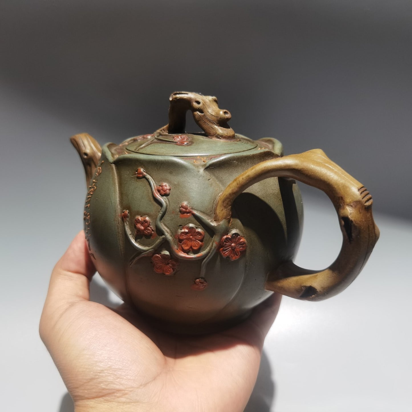 Chinese Yixing Zisha Clay Exquisite Teapot Tea Collectibles Plum Blossom Carved